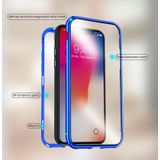 Voor iPhone XS Max Ultra Slim Dubbele zijkanten Magnetische Adsorption Hoekige Frame Tempered Glass Magnet Flip Case (Zwart)