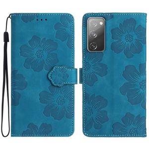 Voor Samsung Galaxy S20 FE Bloem Embossing Patroon Lederen Telefoon Case(Blauw)