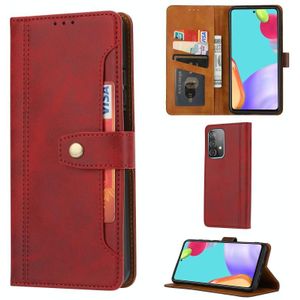 Voor Samsung Galaxy A52 5G Kalf texture Double Fold Clasp Horizontale Flip Lederen case met Photo Frame & Holder & Card Slots & Wallet(Red)