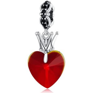 S925 Sterling Silver Crown Heart Pendant DIY Bracelet Necklace Accessories