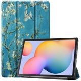 Voor Samsung Galaxy Tab S6 Lite P610 10 4 inch gekleurde tekening horizontale flip lederen behuizing  met drie-vouwen houder (abrikozenbloem)