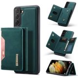 For Samsung Galaxy S21 DG.MING M2 Series 3-Fold Multi Card Bag + Magnetic Back Cover Shockproof Case with Wallet & Holder Function(Green)