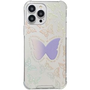 For iPhone 11 Pro Color Painted Mirror Phone Case(Purple Butterfly)