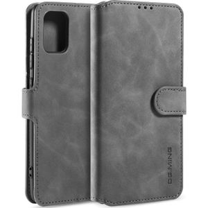 Voor Galaxy A71 DG. MING Retro Oil Side Horizontal Flip Case met Holder & Card Slots & Wallet(Grey)