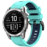 Voor Garmin Fenix 7 22mm tweekleurige sport siliconen horlogeband (mintgroen + blauw)