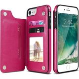 Retro PU lederen case multi kaarthouders telefoon gevallen voor iPhone 6 6s 7 8 plus 5S SE  iPhone X XS Max XR  Samsung S7 S8 S9 S10 voor iPhone 6 6S plus (Rose Red)