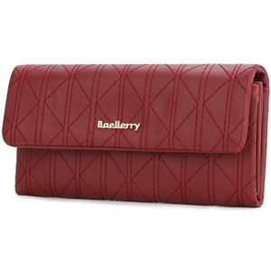 Baellerry N8918 dames lange portemonnee met grote capaciteit magnetische gesp clutch telefoontas (kastanjebruin rood)