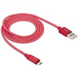 1m Net Style Hoge kwaliteit Metal Head Micro USB to USB Data / laad Kabel  or Samsung  HTC  Sony  Lenovo  Huawei  en other Smartphones(rood)