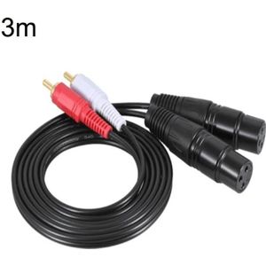 2RCA naar 2XLR-luidspreker Canon-kabel Audiobalanskabel  maat: 3 m (Dual Lotus naar Dual Female)