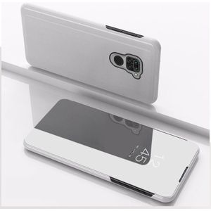 Voor Xiaomi Redmi 10X 4G Plated Mirror Horizontale Flip Lederen Case met houder(Zilver)