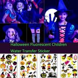 5 stks Halloween Fluorescente Kinderen Water Transfer Sticker Cartoon Animal Tattoo Sticker (WSYG02)