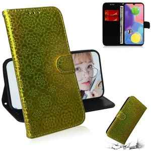 Voor Galaxy A70s Solid Hyun Color Magnetic Attraction Horizontal Flip Leather Case met Lanyard  Support Holder & Card Slot & Wallet(Gold)