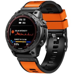 Voor Garmin Fenix 7 22 mm platbinding tweekleurige siliconen horlogeband met snelsluiting (oranje zwart)