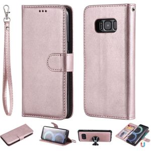 Voor Galaxy S8 effen kleur horizontale Flip beschermende case met houder & kaartsleuven & portemonnee & foto frame & Lanyard (Rose goud)