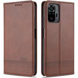 Voor Xiaomi Redmi Note 10 Pro MAX AZNS magnetische kalf textuur horizontale flip lederen geval met kaart slots & houder & portemonnee (donkerbruin)