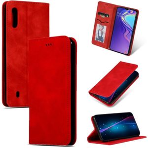 Retro huid voelen Business magnetische horizontale Flip lederen case voor Samsung Galaxy A10 (rood)