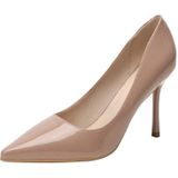 Dames herfst lakleer schoenen puntige neus hoge hakken pumps  maat: 34 (nude kleur 9 cm)