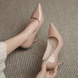 Dames herfst lakleer schoenen puntige neus hoge hakken pumps  maat: 34 (nude kleur 9 cm)