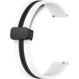 Voor Samsung Gear S3 Frontier 22 mm opvouwbare magnetische sluiting siliconen horlogeband (wit + zwart)