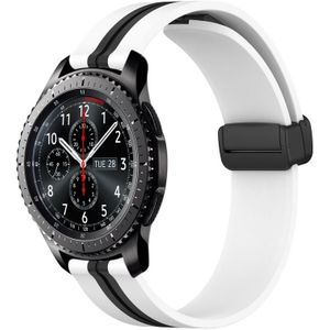 Voor Samsung Gear S3 Frontier 22 mm opvouwbare magnetische sluiting siliconen horlogeband (wit + zwart)