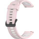 Voor Garmin Forerunner 645 Muziek 20 mm verticaal patroon tweekleurige siliconen horlogeband (roze+wit)