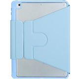 Voor iPad 2022 360 Rotatie Acryl Transparant Bluetooth Toetsenbord Lederen Hoes Met Achtergrondverlichting (Blauw)