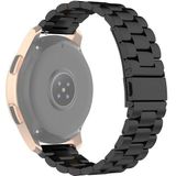 Voor Huami GTS/Galaxy Watch 42/40/44 Universal Three Beads Stainless Steel Watch Wrist Strap 20mm(Zwart)