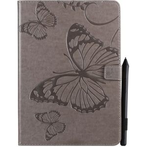 Voor iPad 10 2/Pro 10 5/Air 2019 gedrukt afdrukken Butterfly patroon horizontale Flip PU lederen draagtas met houder & kaartsleuven & portemonnee & pen sleuf (grijs)