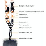 10 mm dik touw mobiele telefoon anti-verloren verstelbare lanyard spacer (zwart roze grof patroon)