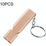 10 stks MNL-006 Aluminiumlegering Dubbele buis Hoogfrequente fluitjes Kinderen Buiten Survival Fluitje met Sleutelhanger (Rose Gold)