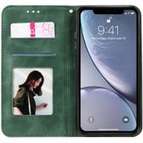 Voor iPhone XS Max Lucky Flowers Embossing Pattern Magnetic Horizontal Flip Leather Case met Holder & Card Slots (Donkergroen)