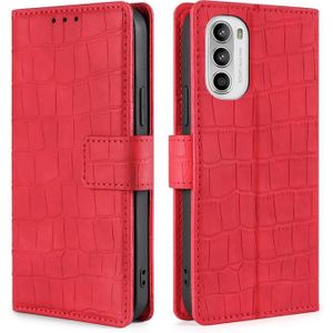 Voor Motorola Moto G52 4G/G82 5G Huid Voel Krokodil Magnetische Sluiting Lederen Telefoon Case (Rood)