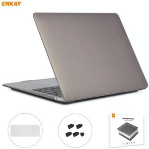 ENKAY 3 in 1 Matte Laptop Beschermhoes + US Versie TPU Keyboard Film + Anti-dust Pluggen Set voor MacBook Air 13.3 inch A2179 & A2337 (2020)(Grijs)