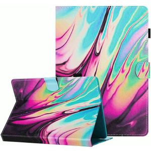 Voor 10 inch universele marmeren patroon stiksels lederen tablethoes (roze blauw)