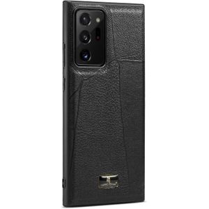 Voor Samsung Galaxy Note20 Fierre Shann Lederen Textuur Telefoon Back Cover Case (OX Pees zwart)