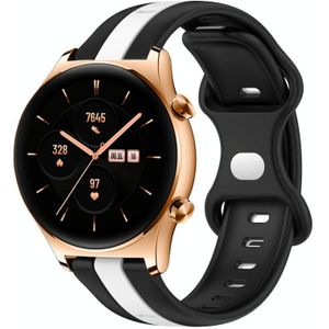 For Honor Watch GS 3 20 mm vlindergesp tweekleurige siliconen horlogeband (zwart + wit)