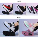 Kleine vierwielige wandelschoenen kinderen lichtgevende vervorming rolschoenen  maat: 33 (XF03 mesh zwart)