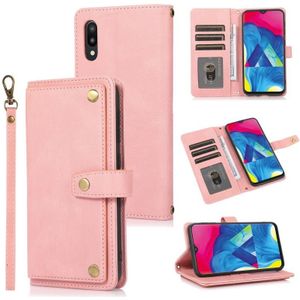 Voor Samsung Galaxy A10 / M10 PU + TPU Horizontale Flip Leren Case met Houder & Card Slot & Portemonnee & Lanyard (Pink)