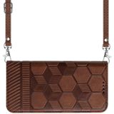 Crossbody Football Texture Magnetic PU Phone Case For iPhone 12 Pro(Brown)