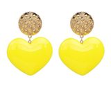 Perzik hart oorbellen retro serie acryl Stud Oorbellen voor vrouwen (geel)