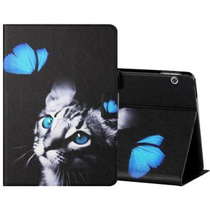 Voor Huawei MediaPad T5 10 inch gekleurde tekening horizontale flip lederen behuizing met houder & kaartslots (Butterfly Cat)