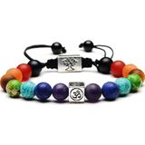 Tree of Life Multicolor parels stenen weven Yoga touw Bracelets(Multicolor silver)