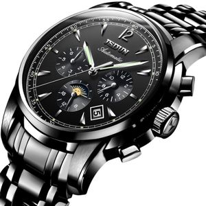 JIN SHI DUN 8750 Mannen Fashion Waterproof Luminous Mechanical Watch (Zwart)