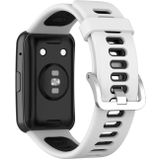 Voor Huawei Watch Fit tweekleurige siliconen vervangende riem watchband (wit + zwart)