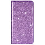 Voor Samsung Galaxy A60 Ultrathin Glitter Magnetic Horizontal Flip Leather Case met Holder & Card Slots(Paars)