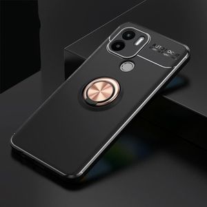 Voor Xiaomi Redmi A1+ metalen ringhouder 360 graden roterende TPU-telefoonhoes (zwart goud)