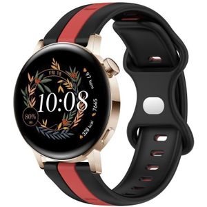 Voor Huawei Watch GT3 42 mm 20 mm vlindergesp tweekleurige siliconen horlogeband (zwart + rood)