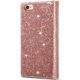 Voor iPhone 6 Plus / 6s Plus Multi-card Slots Starry Sky Laser Carving Glitter Zipper Horizontale Flip Lederen Case met Holder & Wallet & Lanyard(Rose Gold)