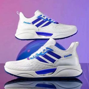 Tncabr Heren Loopschoenen Lichtgewicht Schokabsorptie Ademende Sport Casual Schoenen  Maat: 40 (Wit Blauw)