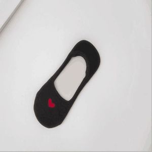3 paar anti-slip hart patroon onzichtbare sokken (zwart)